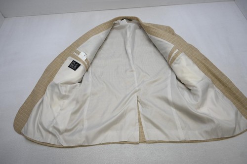 Jos A Bank Linen Blend Blazer Wool Plaid Sports Jacket Mens Size 43 R - Picture 8 of 10