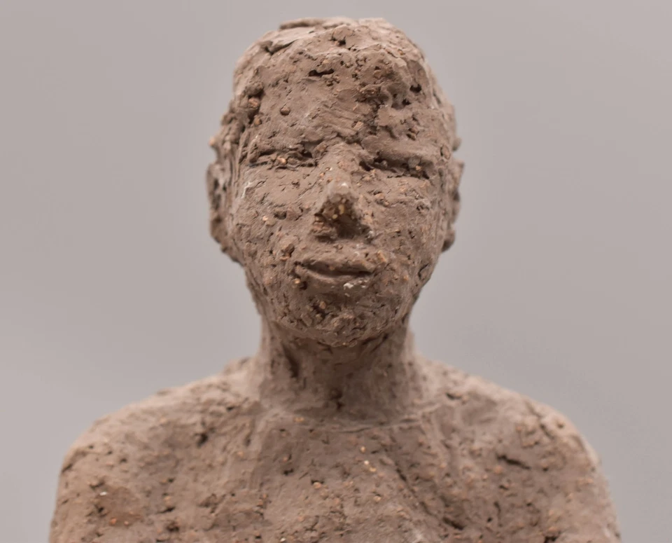 große moderne Ton- Statue Skulptur Brutalismus Atelier- Kunstwerk signiert H39cm - Bild 2 von 4