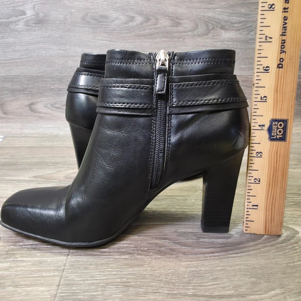 Franco Sarto Botines Mujer 7 M Negro Puntera Cuadrada Hebilla Tacón Tobillo Moto Motociclista Foto 2 de 4