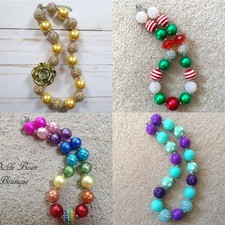 New Girls 4pc LOT Bubblegum Bead Necklace Chunky Baby Kids Beaded Jewelry