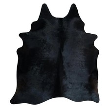GENUINE BLACK LUXURY Cow Rug Leather Natural Hair on Hide Carpet Skin Cowhide