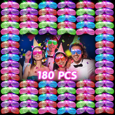 180 PCS Light up Glasses, Glow in the Dark Party Supplies, LED Glasses, Neon Fla