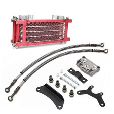 Motorcycle Engine Oil Cooler,Universal Engine Oil Cooling Kit for ATV Pit red