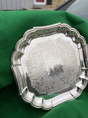 Vtg Gorham “Heritage” Silver Platter Tray YH27 Embossed Octagon | eBay