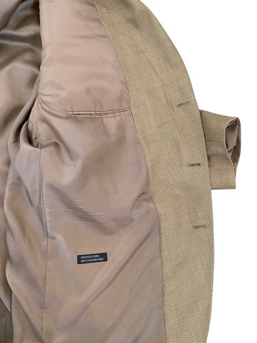 Jones New York Mens Tan 3 Button Blazer Sports Coat Textured 56L Career Wool - Picture 7 of 9