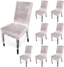 8Pcs Plastic Dining Chair Covers Protectors Clear Seat Protector Waterproof New
