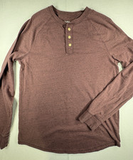 Goodfellow  Co Men  s Medium Henley Shirt Burgundy Marled Long Sleeve Casual