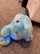 FAO Schwarz Dinosaur Plush Stuffed Toy Animal Glow Brights LED W/ Sound Blue 12