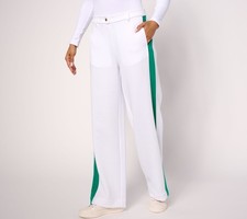 Isaac Mizrahi Live Women's Pants Sz M Tall Clubhouse Scuba Knit White A681403