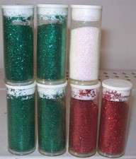 Ceramic Molds Paints 7 NEW JARS GLITTER Assorted Colors Green, White, Red