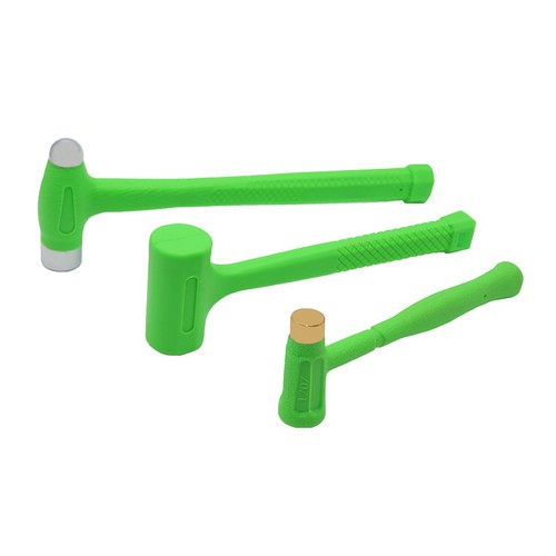 3 Piece Set Brass Ball Peen Mallet 3-Piece Set – 12oz Brass, 1lb Ball Peen & 1/2lb Rubber Mallet