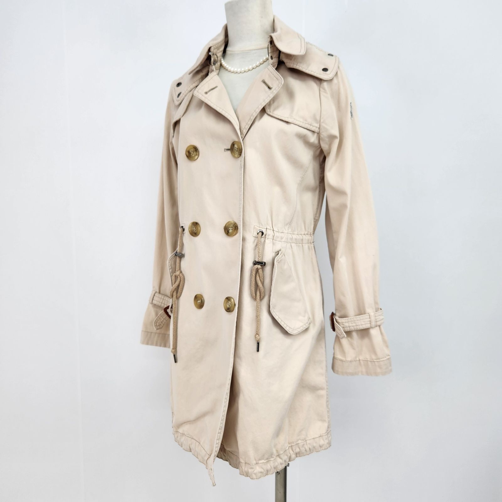 MONCLER Trench Coat Rare TARIEC Logo Patch Beige W4904 image 2