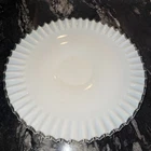 Vintage Fenton Silver Crest 15¼” Torte Plate Milk Glass Ruffled Edge.