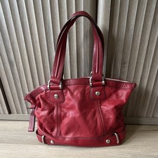 B. Makowsky Red Leather Silver Hardware Shoul...