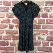 Vintage Talbots Dress Womens 6 Black Multicolor Polka Dot Abstract Tie Back