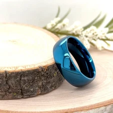 8mm Polished Blue Tungsten Carbide Engagement Ring Men's & Woman's Wedding Band