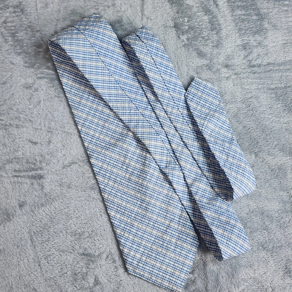 Vestido De Colección Brooks Brothers Makers Corbata Azul Blanco A Cuadros Seda Negocios Leer* Foto 3 de 4