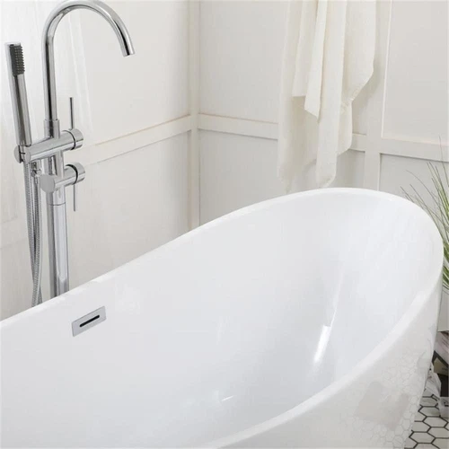 Elegant Decor Ines 62" Oval Plastic Soaking Bathtub in Glossy White - Picture 13 of 14