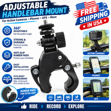 360 Rotating Bike Handlebar Camera Clamp Mount 1/4 Screw Bracket USA