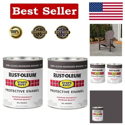 Rust-Oleum 7754502-2PK Stops Rust Brush On Paint, Quart, Semi-Gloss Anodized Bro