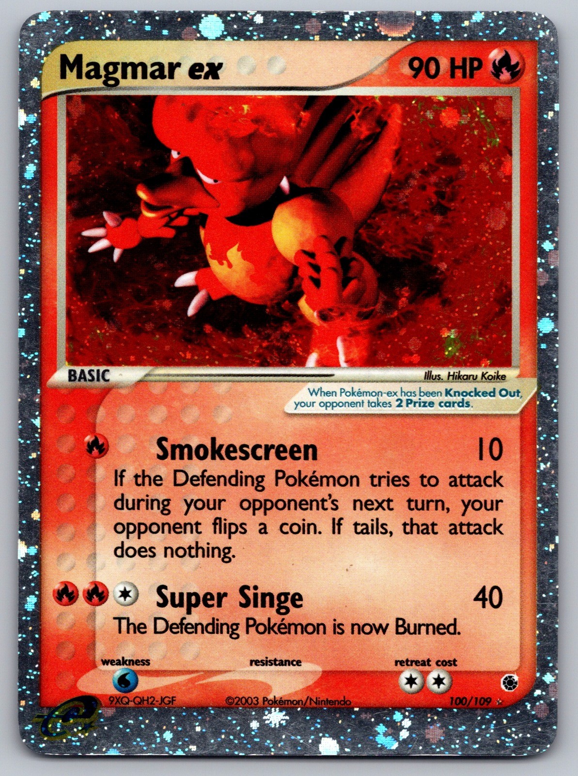 Magmar ex Holo Ultra Rare Ruby and Sapphire 100/109 LP