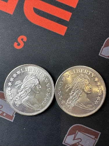 (2) Round Lot Liberty Draped Bust Design 1 Troy Oz .999 Fine Silver Bullion