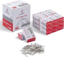 PAPERPAL Paperclips 2000 Medium 1 2/7 Inch Silver 20 Boxes