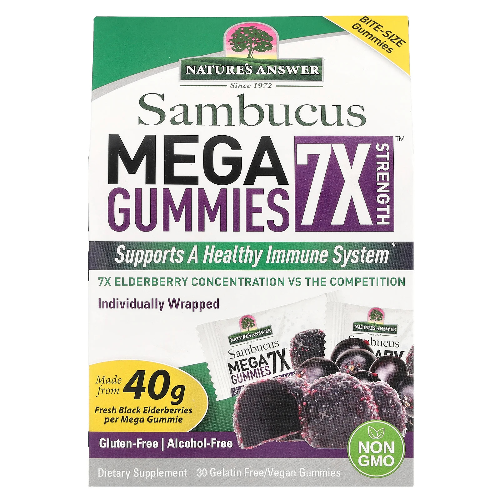 Sambucus Mega Gummies 7-кратной крепости 202 мг 30 г без желатинаВеганские жевательные резинки 5090₽