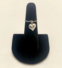 Vintage Sterling Silver 925 Dangling Heart Ring, Size 3.5, 1.0g