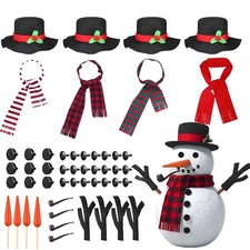 Threan 60 Pcs Christmas Snowman Decorating Making Kit Winter Snowman Building