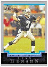 DREW HENSON DALLAS COWBOYS 2004 TOPPS BOWMAN ROOKIE CARD# 160. rookie card picture