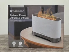 Brookstone Ambient Flame Ultrasonic Diffuser With Warm LED Light, New In Box NIB
