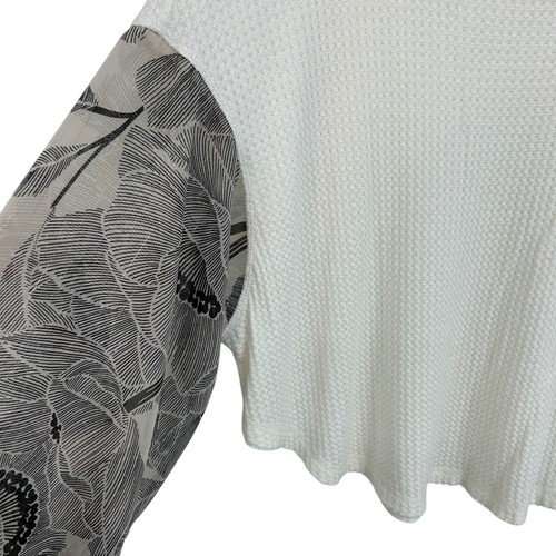 By Together + Collection White Floral Print Balloon Sleeve Top Womens Small - Picture 3 of 5