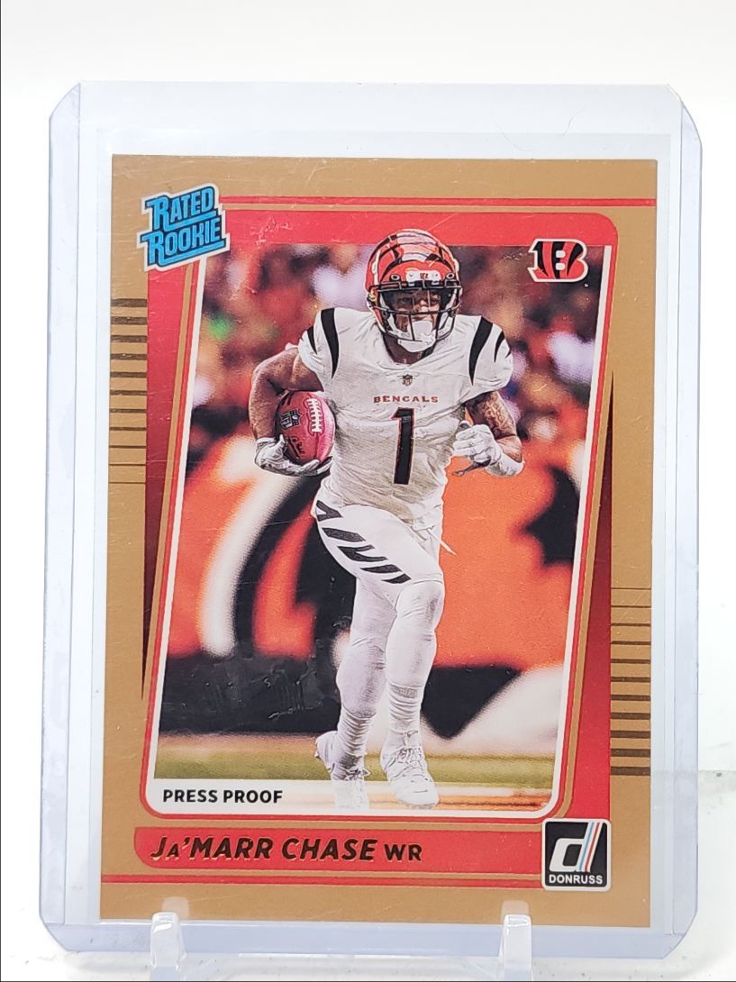 JA'MARR CHASE 2021 DONRUSS RATED ROOKIE BRONZE PRESS PROOF RC Q4894