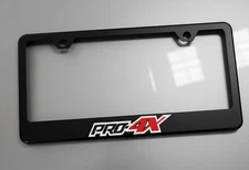 Red & White PRO-4X License Plate Frame Tag Cover Black Metal Material with Screw