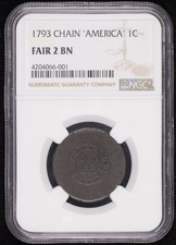 1793 Large Chain Cent Flowing Hair NGC FR-2 BN Chain Cent