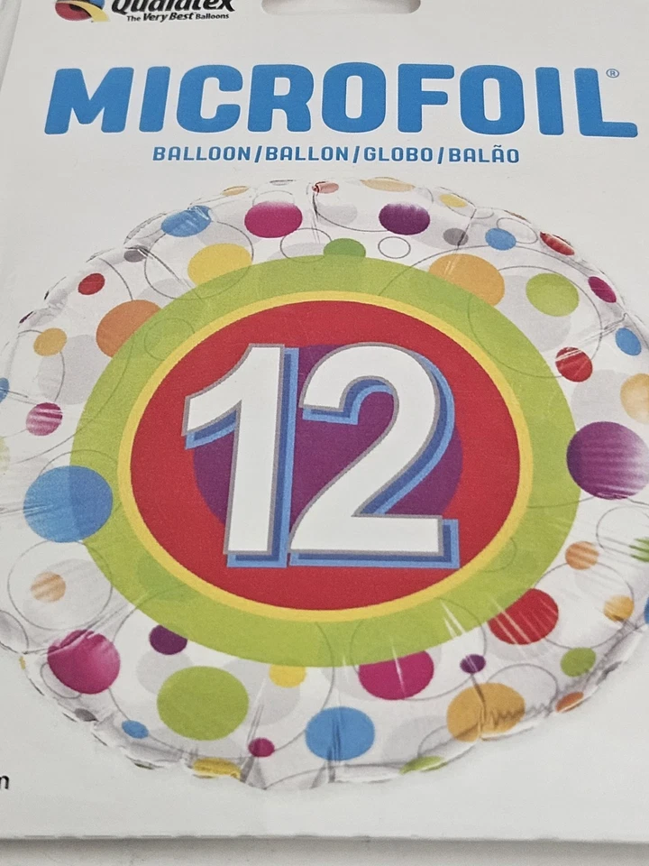 18 inch HAPPY 12th BIRTHDAY FOIL BALLOON NEW IN SEALED PACK PARTY QUALATEX - Image 4 of 4