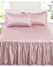 Luxury Lightweight Frilled Quilted Satin Look Lunar Bedspread Pink Single