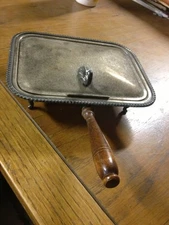 Vintage Silver Plated Silent Butler Markings Look like MS INT Square Wood Handle