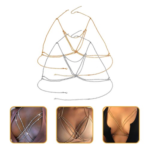 2 Pcs Halve Necklace Miss Chest Chain Jewelry for Women Body Chains - Zdjęcie 3 z 12