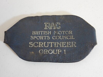 Vintage RAC British Motor Sports Council Scrutineer Group 1 1960's Armband