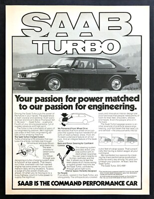 1978 Saab Turbo Sedan photo ''It's Your Passion for Power'' vintage print ad