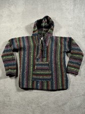 Baja Poncho Sweater Kids Youth Medium Hoodie Pullover Drug Rug Beach Bum Rasta