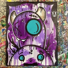 Ghostgrl Graffiti Art ORIGINAL Street Modern NYC Pop 10x8 PAINTING USA Canvas