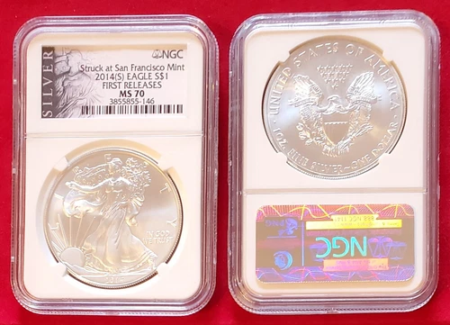 2014(S) Silver Eagle S$1 NGC MS70 FR Struck at SF ALS Liberty Label (146)