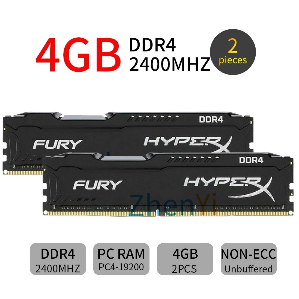Kingston HyperX FURY 8GB 2x 4GB DDR4 2400MHz PC4 19200 288Pin