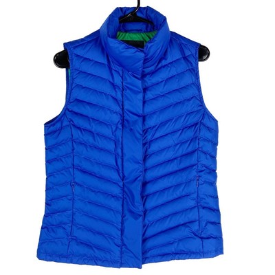 Download Talbots Womens Down Puffer Vest Blue Zip Up Pockets Mock ...