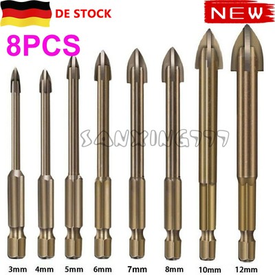 8pcs Efficient Drilling Tool Multifunctional Cross Alloy Drill Bit Tip Universal