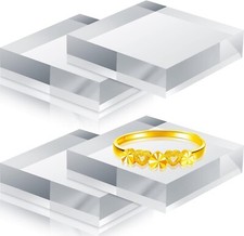 4 Pack 4x4x1 Inch Clear Acrylic Blocks Display Riser Pedestal Stand for Jewelry