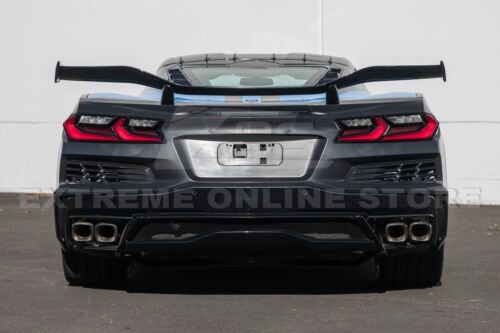 For 20-Up Corvette C8 | Z06 Style Rear Bumper Cover w/ Painted High Wing Spoiler - Picture 3 of 21